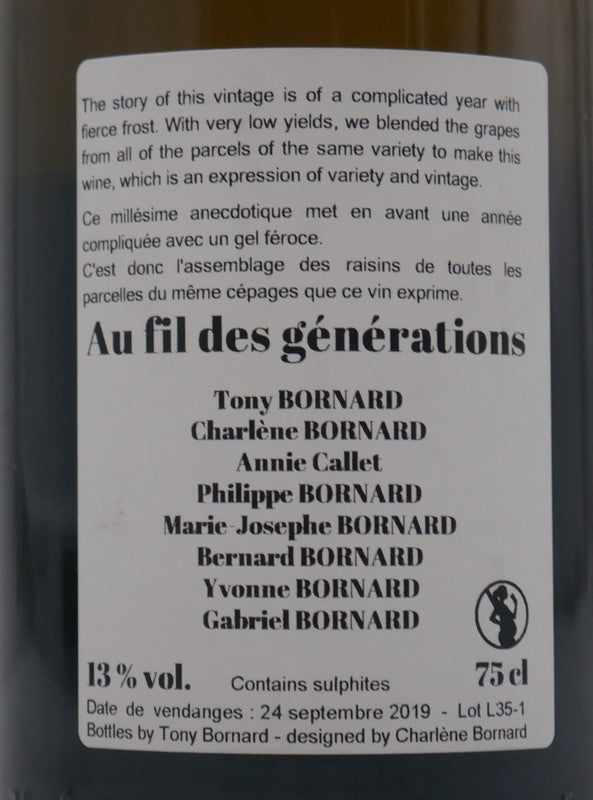 Chardonnay Au fil des générations 2019 (1 bouteille max.)