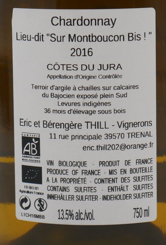 Côtes du Jura Chardonnay Sur Montboucon 2016 Bis!