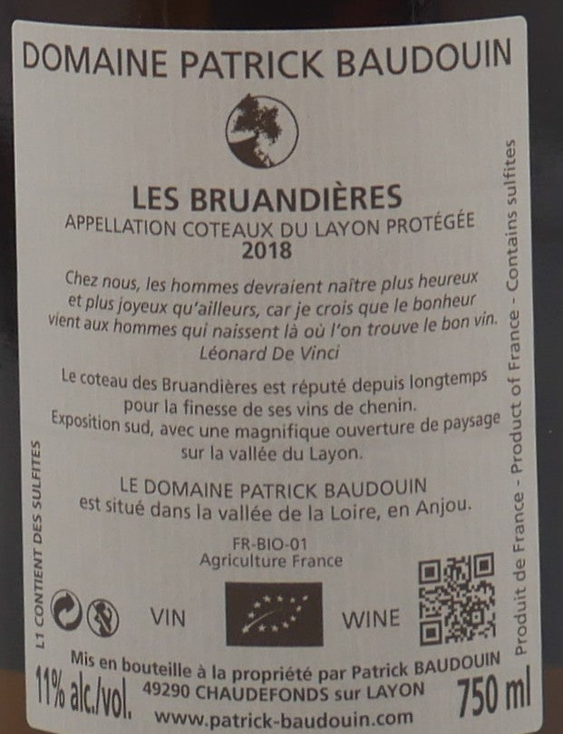 Coteaux du Layon Les Bruandières 2018