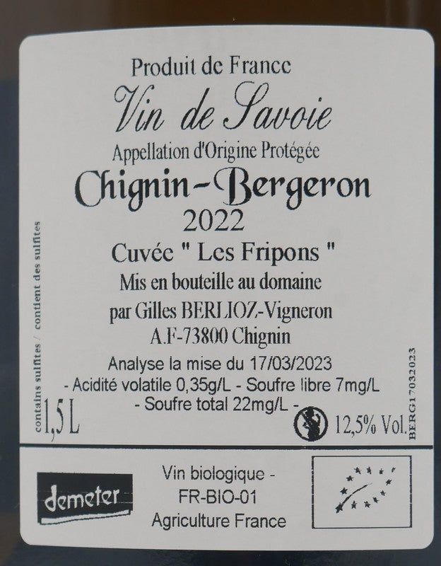 Chignin Bergeron Les Fripons 2022 MAGNUM