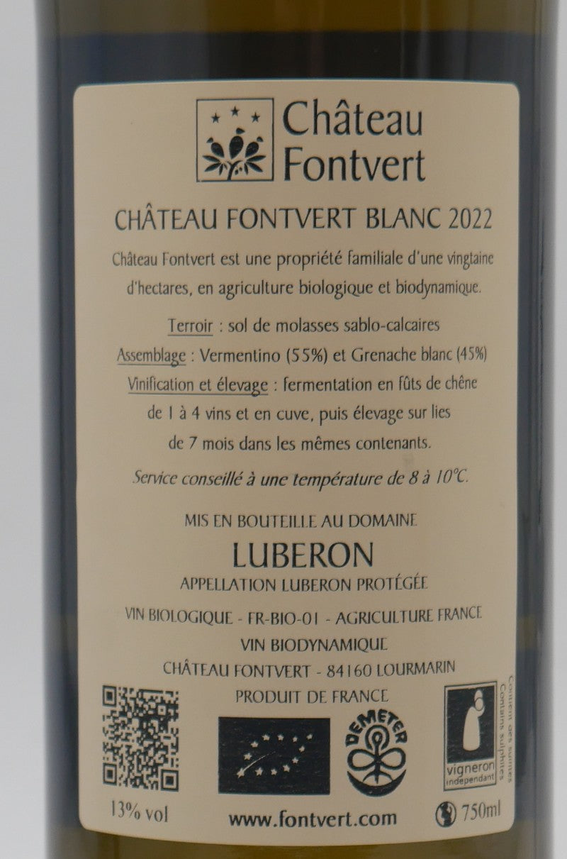 Château Fontvert blanc 2022 Soleu e Terrare