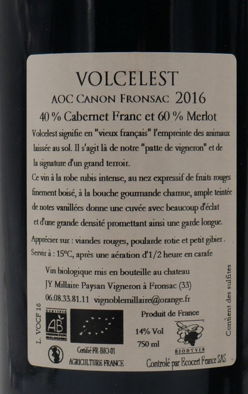 Canon-Fronsac Volcelest rouge 2019
