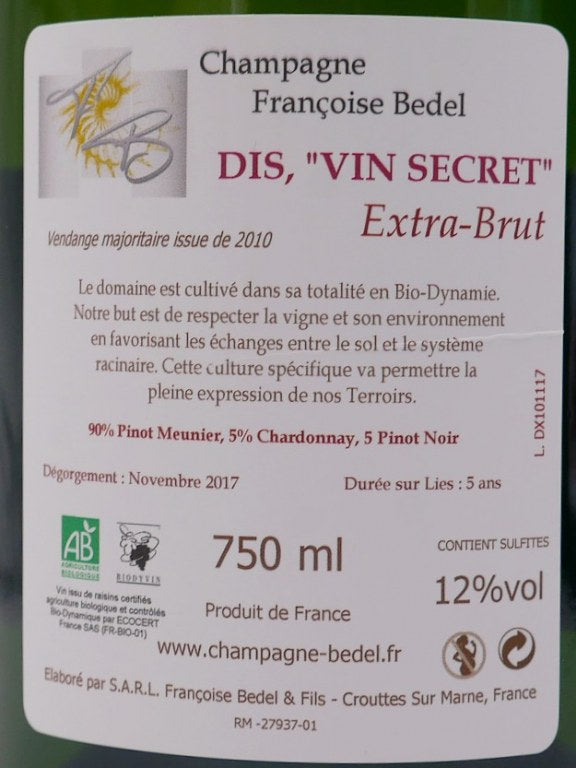 Champagne Dis Vin Secret Brut (base 2015)