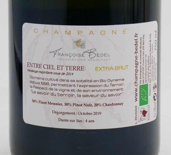 Champagne Entre Ciel et Terre Extra Brut (base 2015)