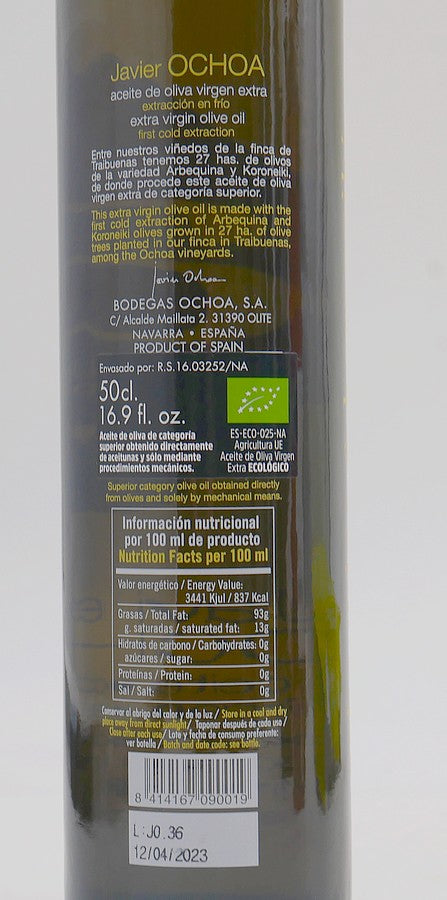 Huile d'olive bio Ochoa - bout. 50 cl