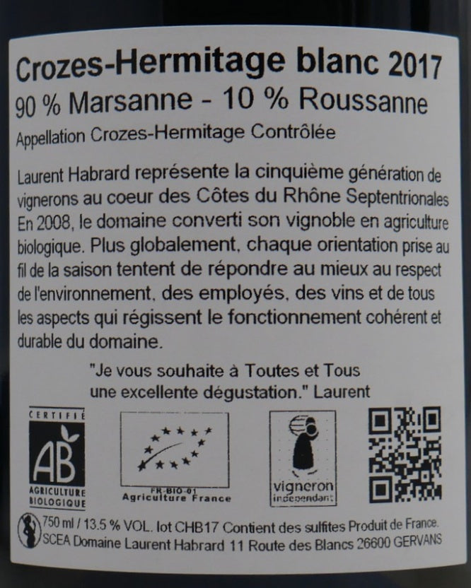 Crozes-Hermitage blanc 2018