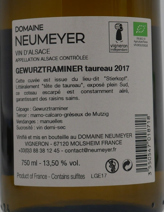 Gewurztraminer demi-sec Taureau 2017