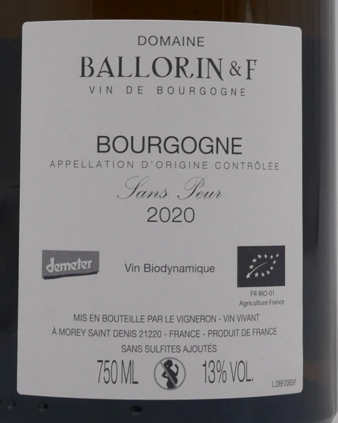 Bourgogne blanc Sans peur 2020