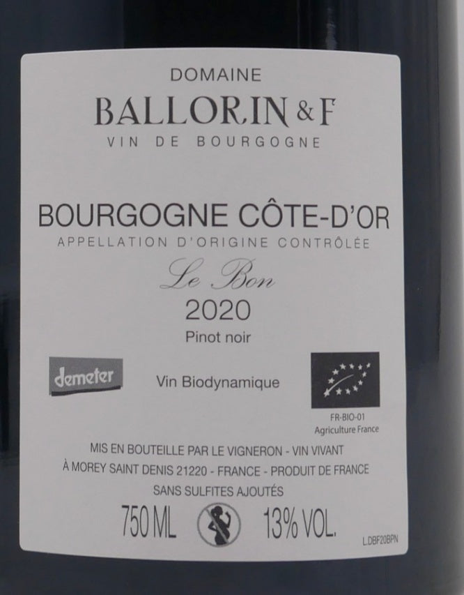 Pinot noir Le Bon 2020