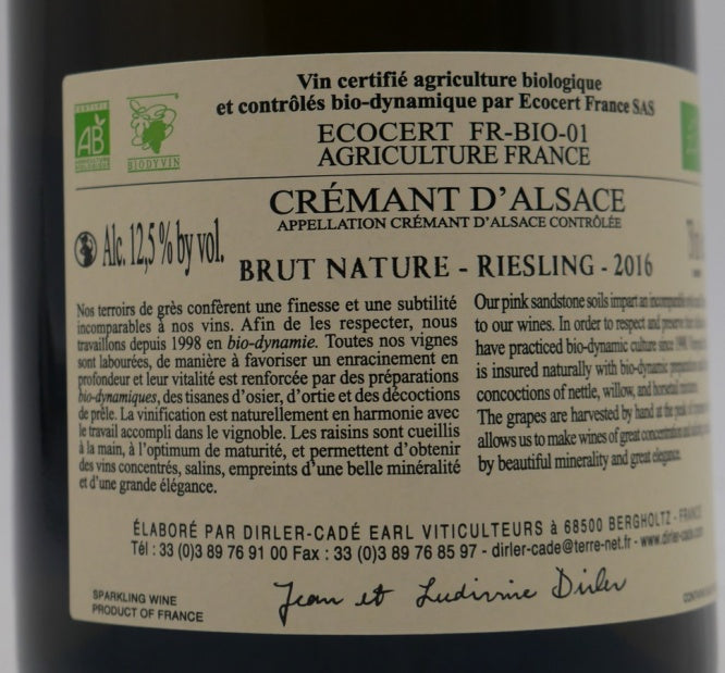 Crémant d’Alsace 2016 Riesling Brut Nature