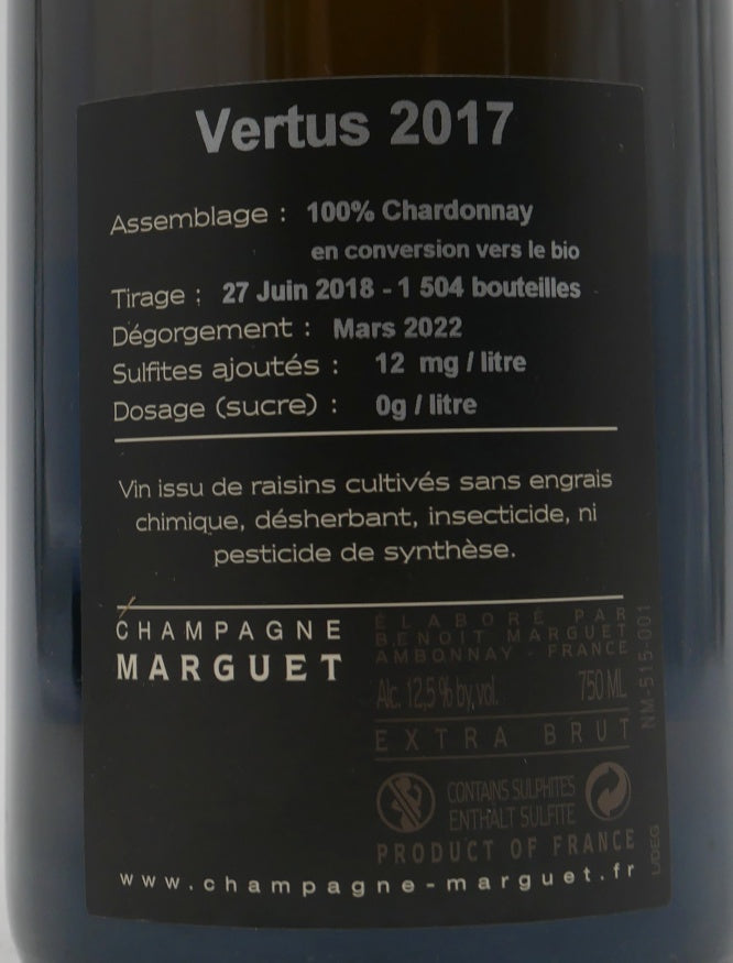 Champagne premier cru Vertus 2017