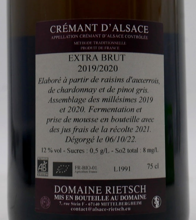 Crémant d'Alsace Extra Brut 2019/2020