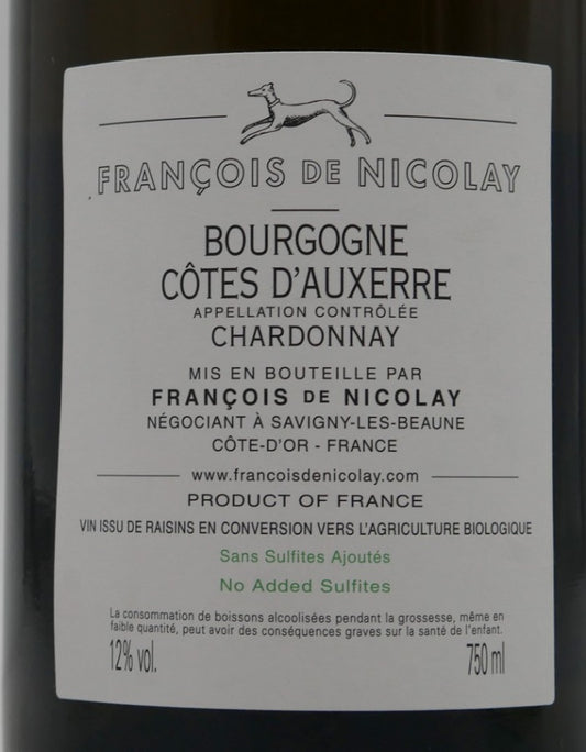 Côtes d'Auxerre blanc 2020 sans sulfites ajoutés